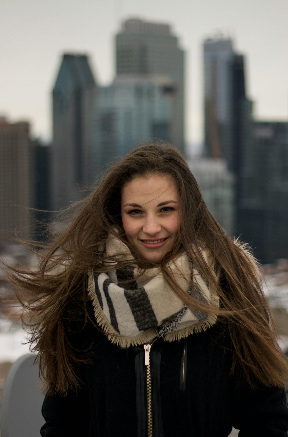 woman wearing brown scarf