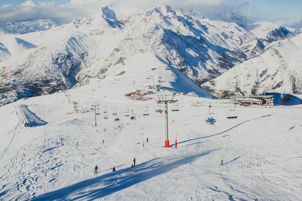 mountain covered with snow during daytime