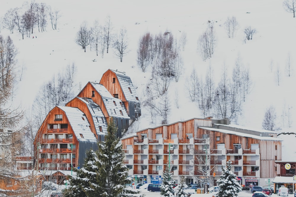 snow covers building on mountain