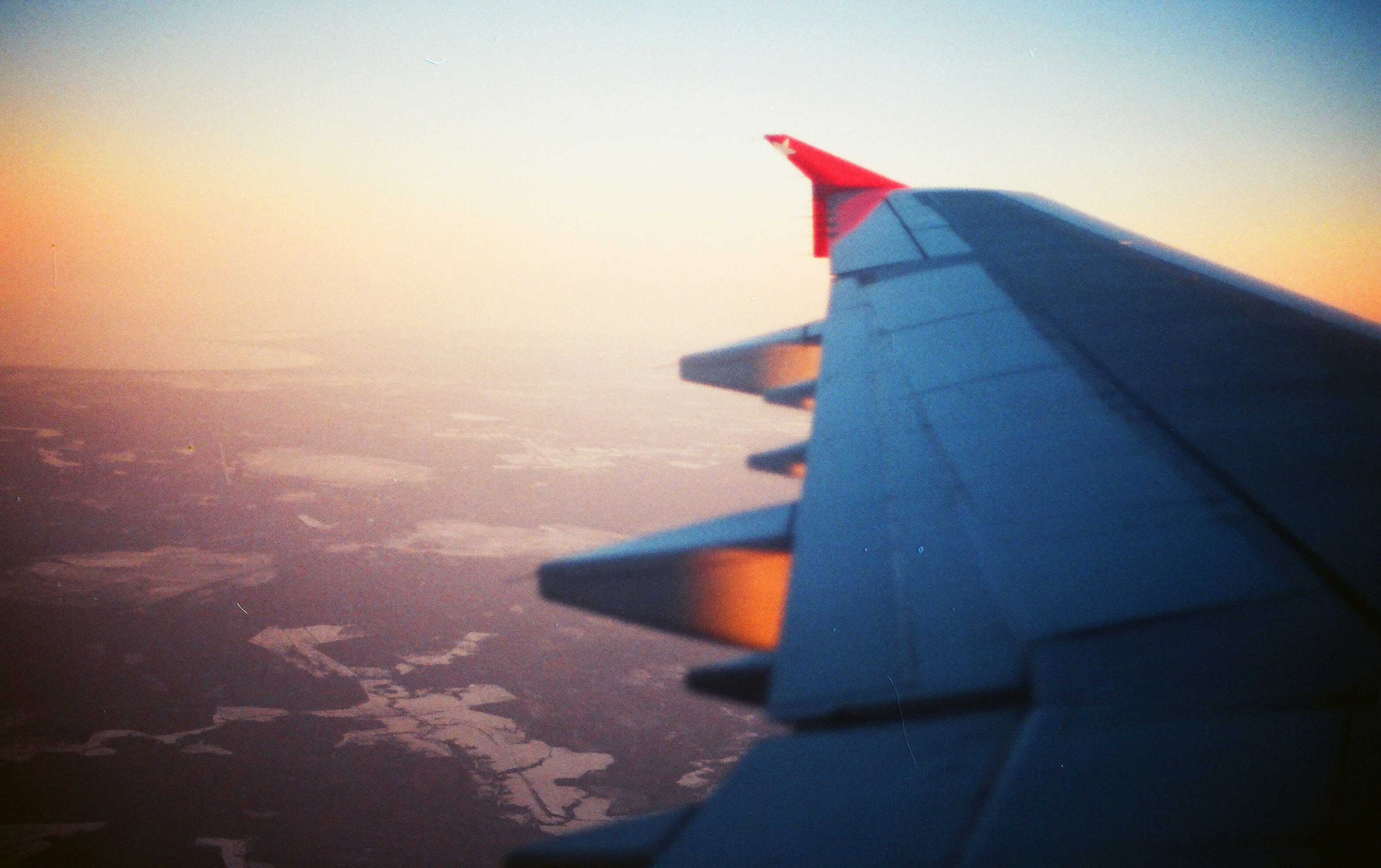airplane window wing, Flying over the countryside
