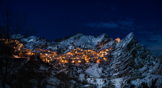 mountain during night in Castelmezzano Italy