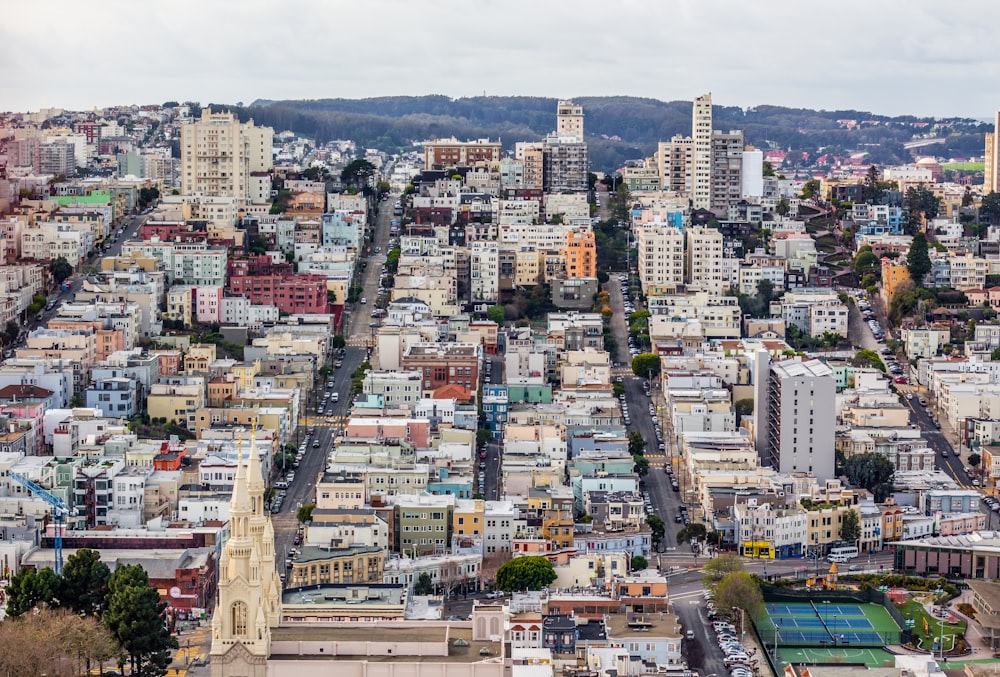 aerial photo of building under cloudy sky at daytime