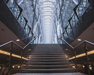 gray concrete stairs inside building