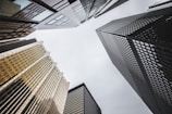 low-angle photography of high-rise buildings