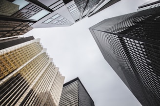 low-angle photography of high-rise buildings