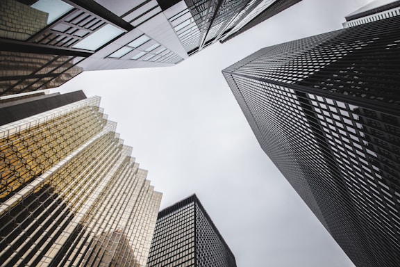 low-angle photography of high-rise buildings