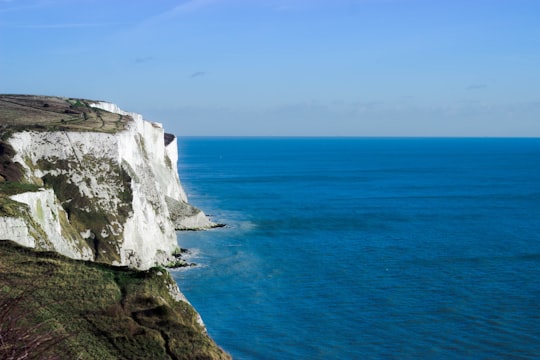 bird's eye photography of mountain near body of water in South Foreland Heritage Coast United Kingdom