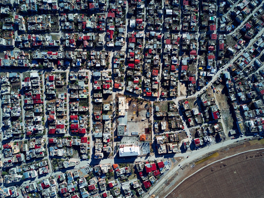 high-angle view photo of buildings