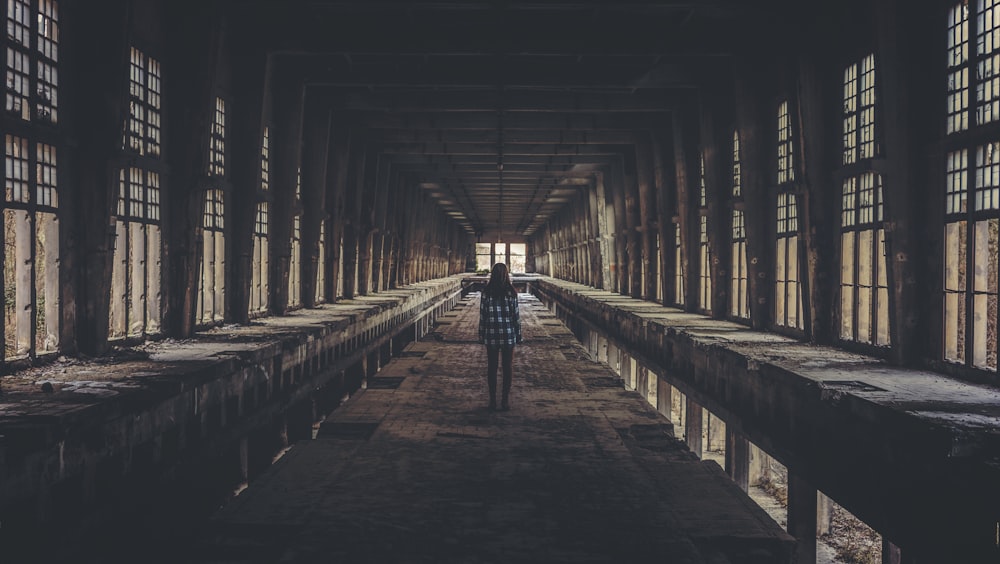 person standing inside building