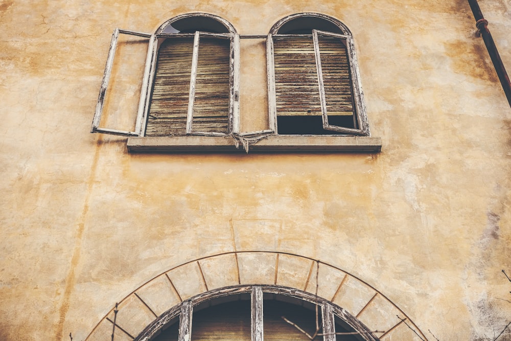 broken white and brown wooden windows photography