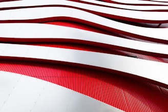 white and red metal frame