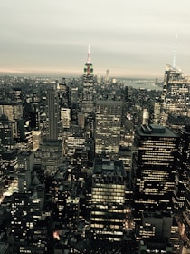 Aerial shot of iconic NYC buildings highlighting the dynamic urban landscape.