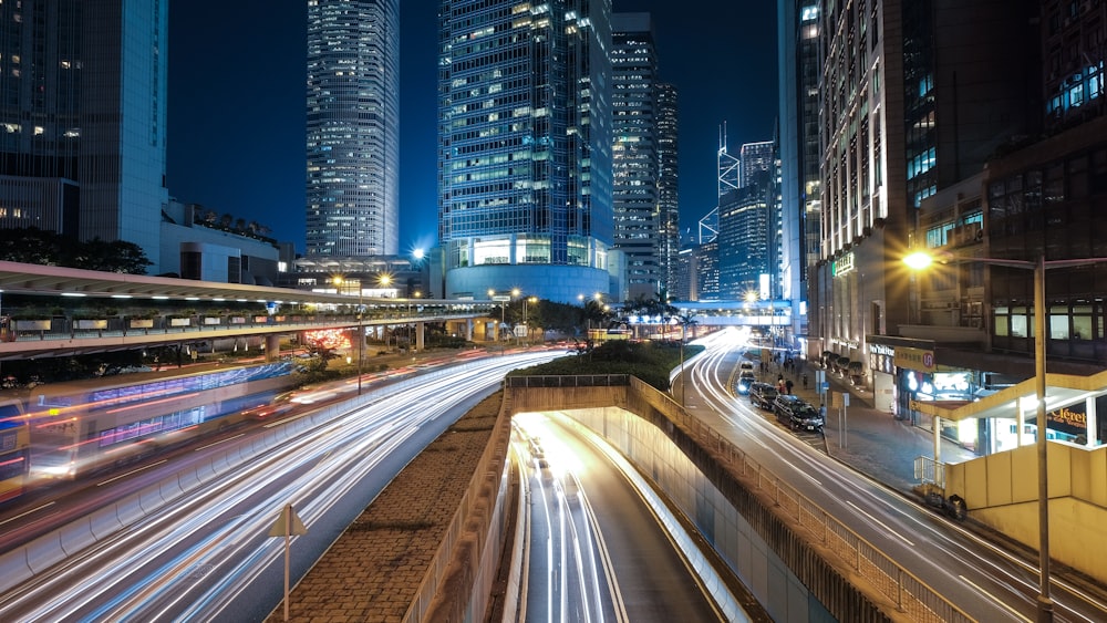 timelapse photography of cars in road during nighttime