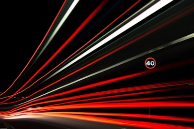 long exposure photography of red and white lights