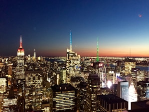 A vibrant city skyline at dusk symbolizing expanding brand visibility worldwide