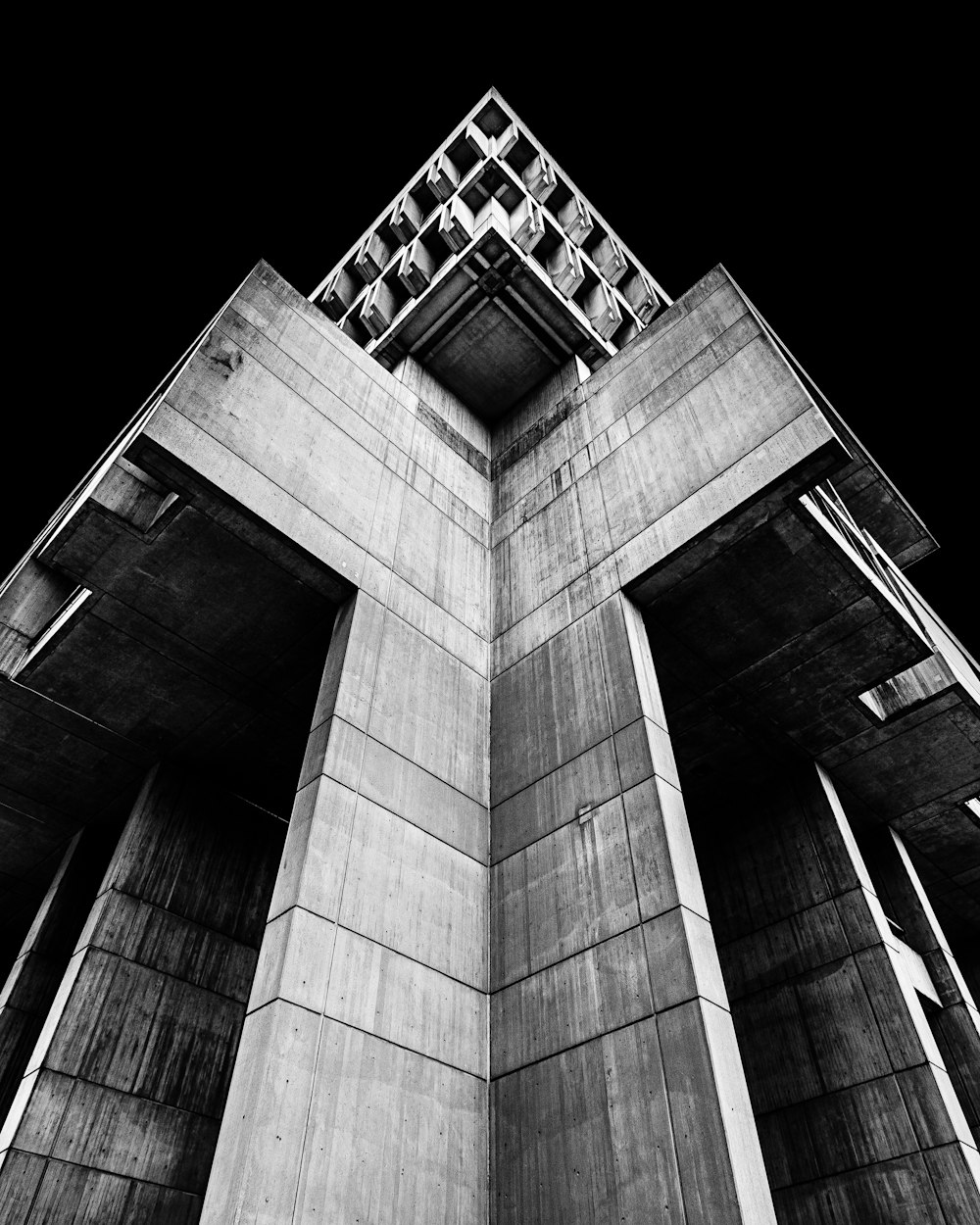 grayscale photo of concrete building