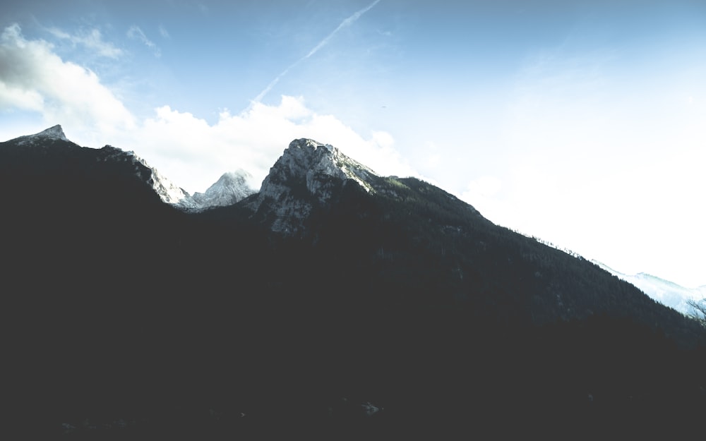 mountain range covered with ice