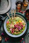 top view salad with guacamole