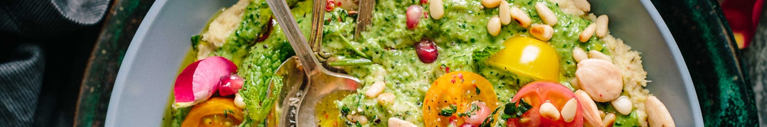 top view salad with guacamole