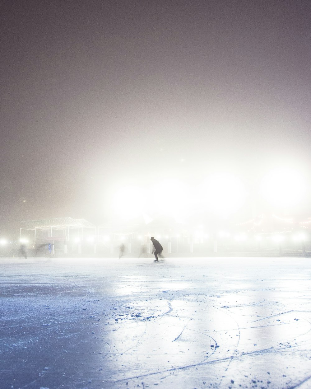 person standing on ice ground