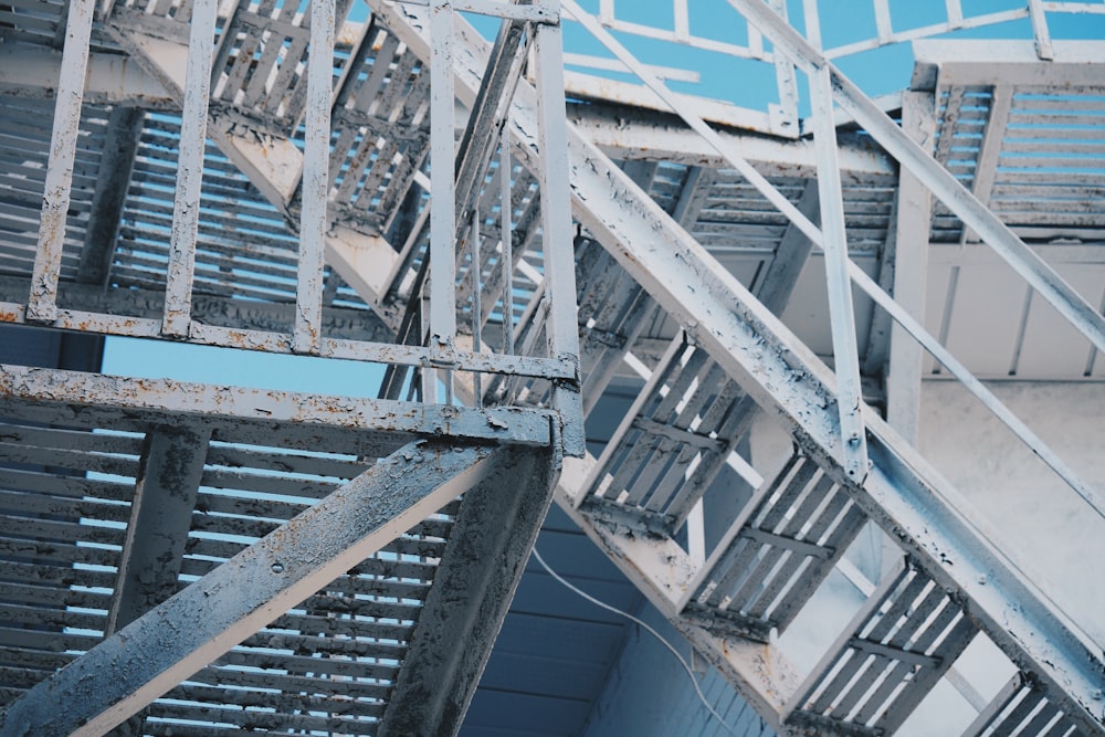 white metal stairs