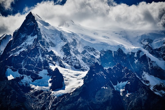 birdseye photo of mountain covered with snow in Grey Glacier Chile