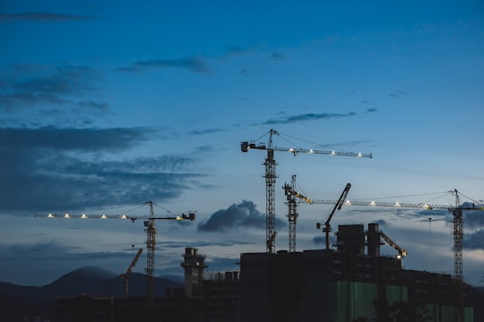 several cranes above the buildings in Kepong Malaysia