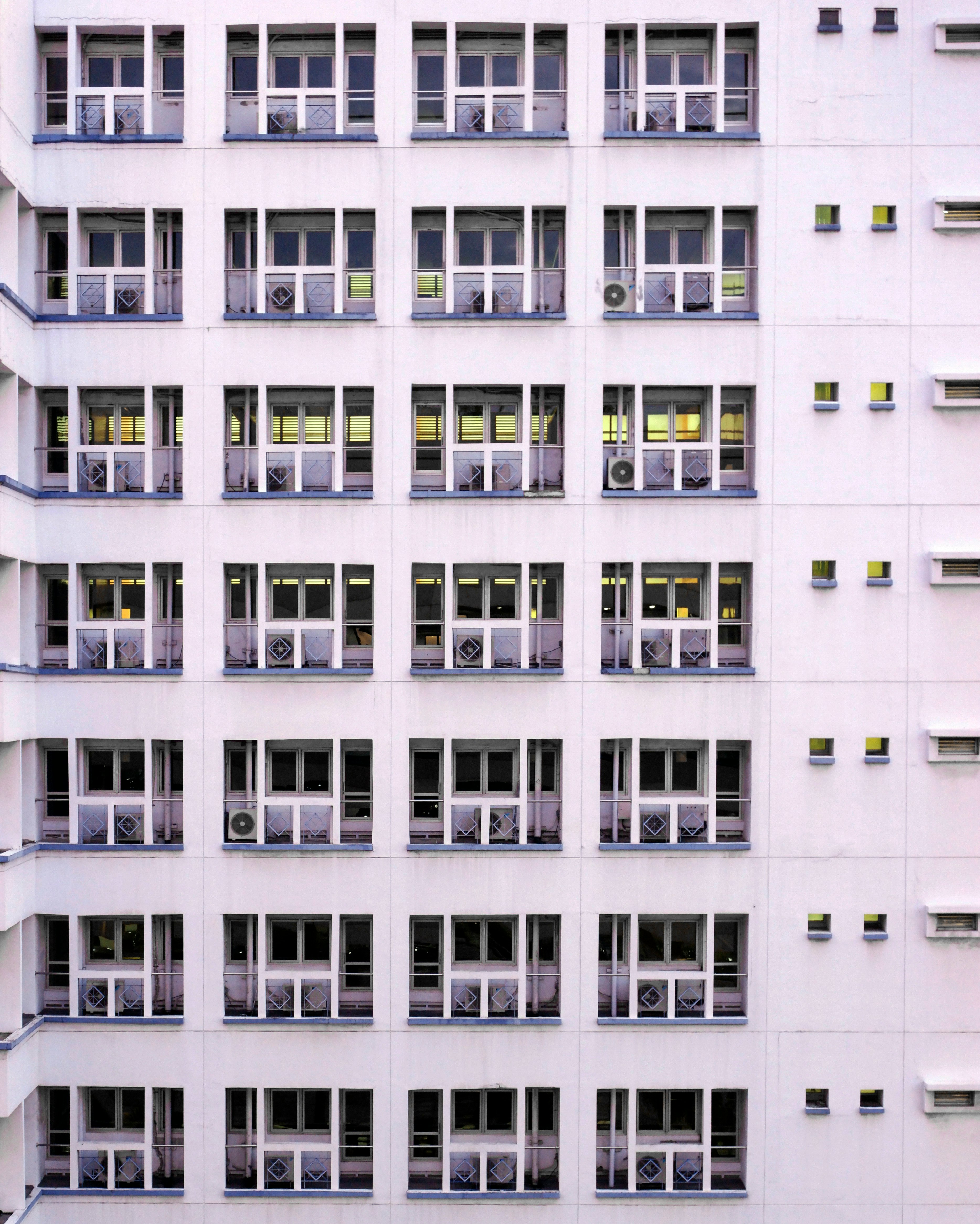 white and black painted concrete building