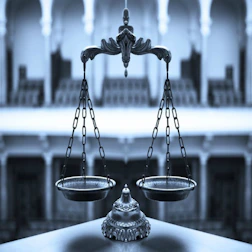 Abstract golden scale balancing stability and expansion in business.