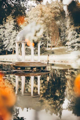 Elegant architectural rendering of a serene urban park pavilion.