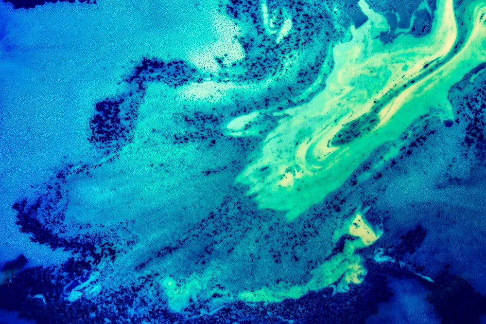Pintura abstracta azul y verde