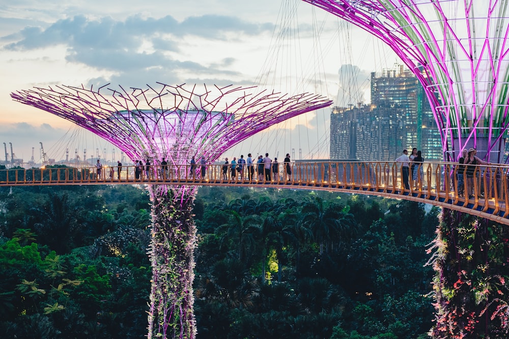 people walking on bridge at daytime