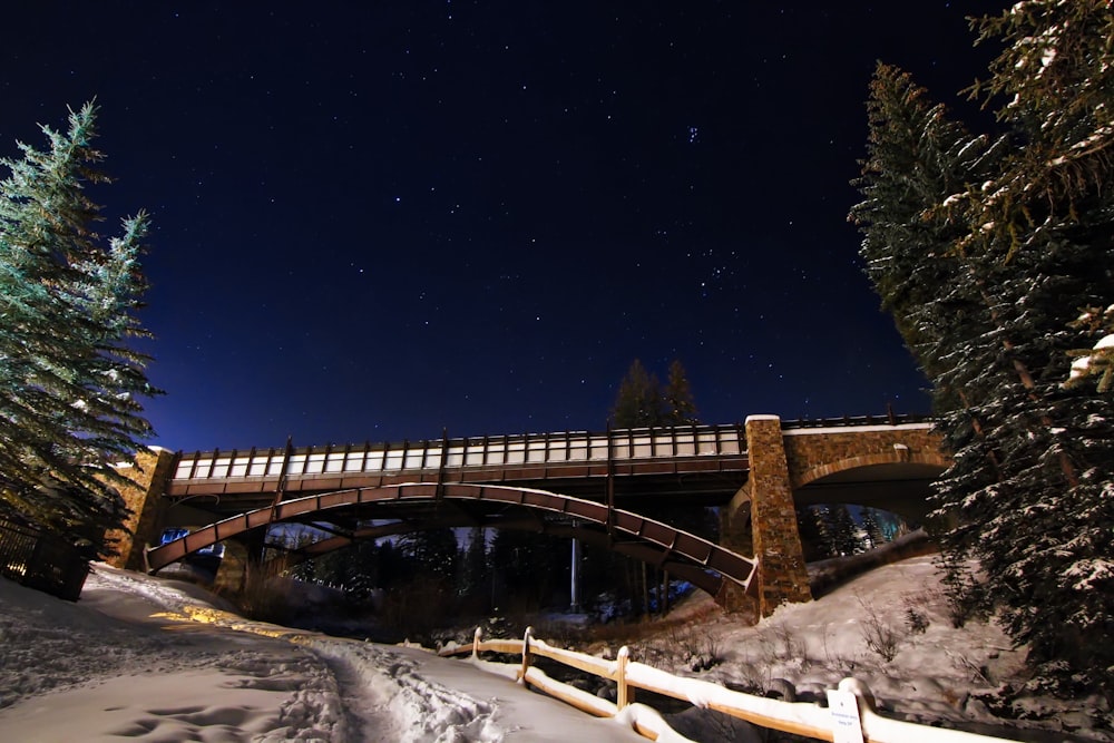 brown bridge during nighttime