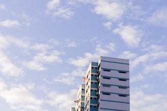 Structural framework of a residential building rising against a clear sky.