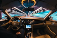 Night drive from the driver's seat
