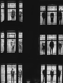 mannequin in front of windows