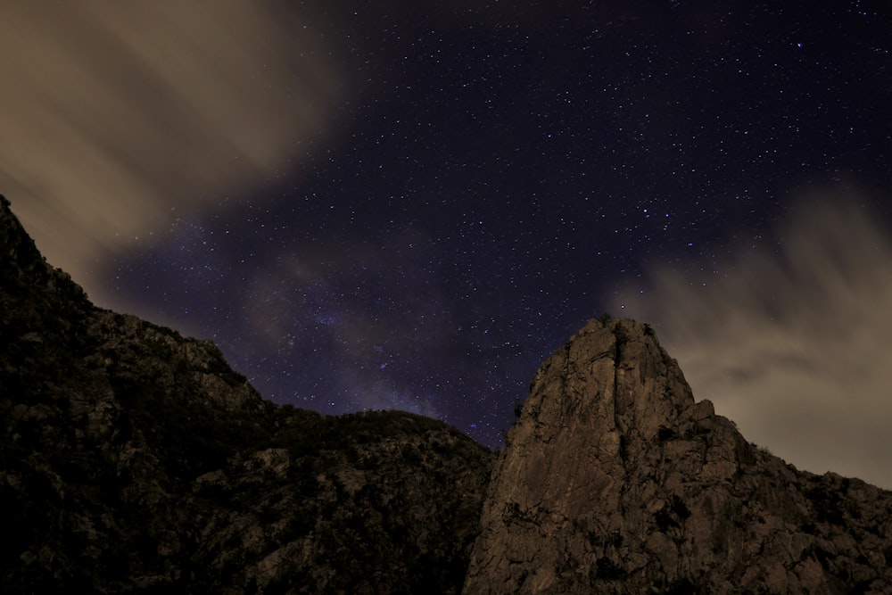 brown mountains during nighttime