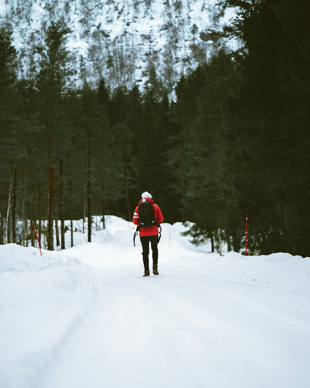 persona che cammina su un terreno innevato