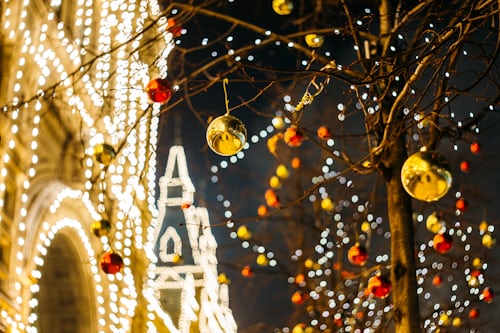 Close up of Christmas lights