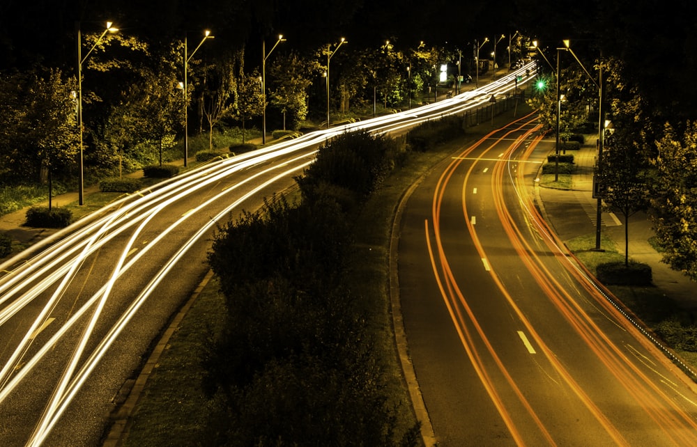 time lapse photography of road