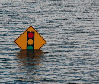 traffic light sign underwater