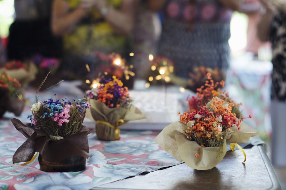 assorted-color flower decor on table