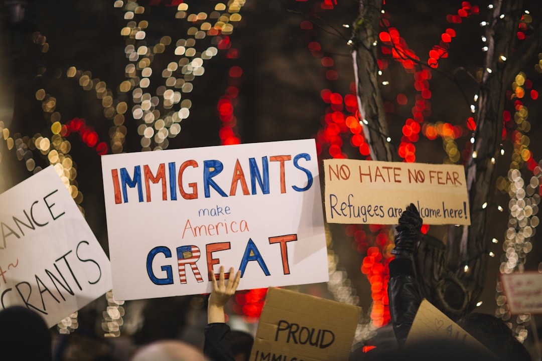 signage on night, Immigrants make America Great