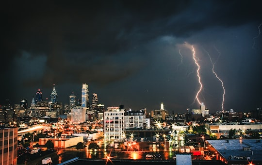 lighting strikes on city in Philadelphia United States