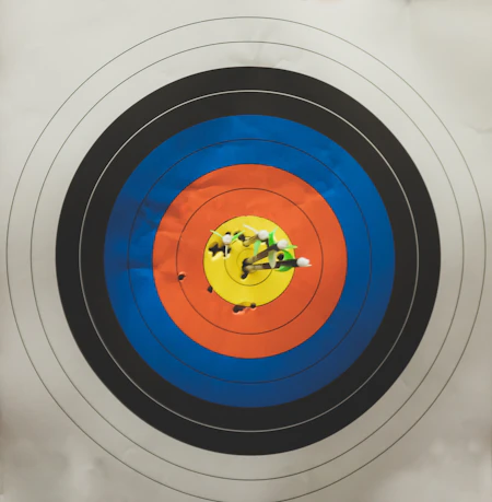 Arrows grouped in a target face