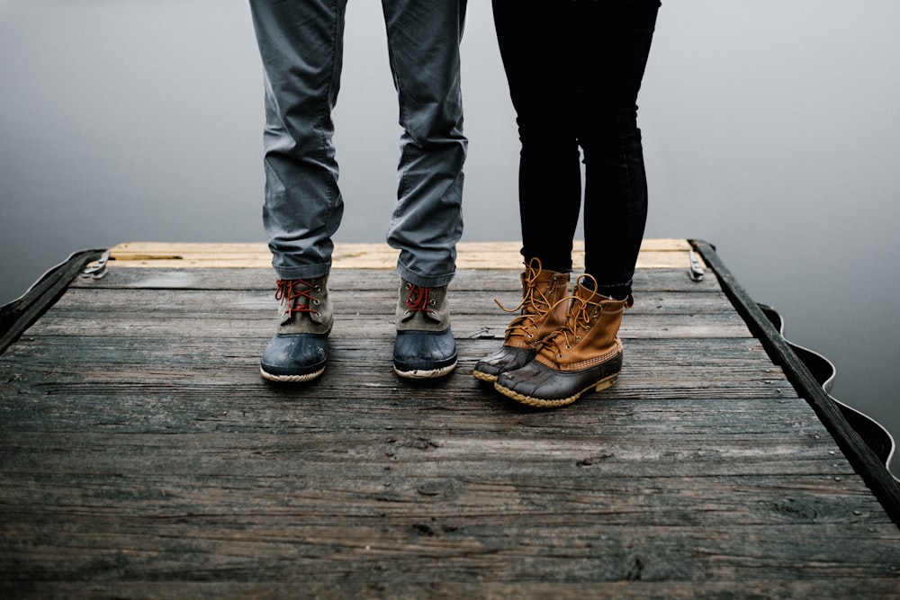 pair of brown boots