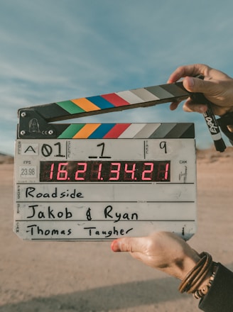 clap board roadside Jakob and Ryan