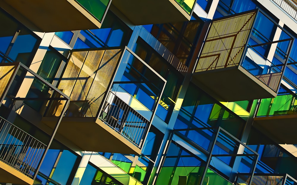 blue and brown concrete building