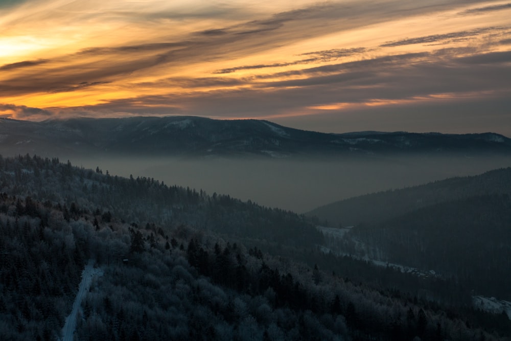 aerial photography of mountains