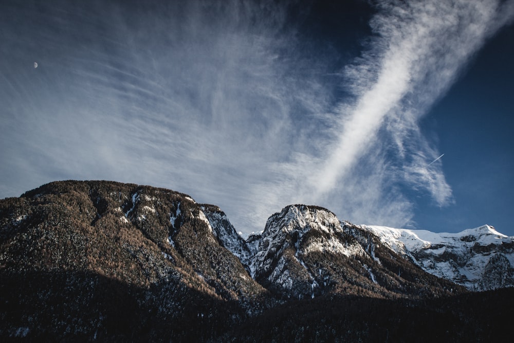 snow mountain and clouds